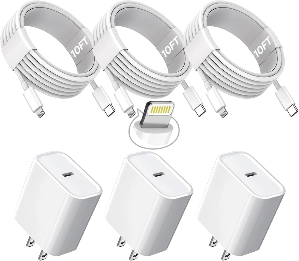 10FT Lightning Fast Charger Trio